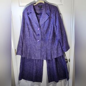 Russell Kemp purple 2pc. Jacket & wide leg pantsuit set women's size 1x